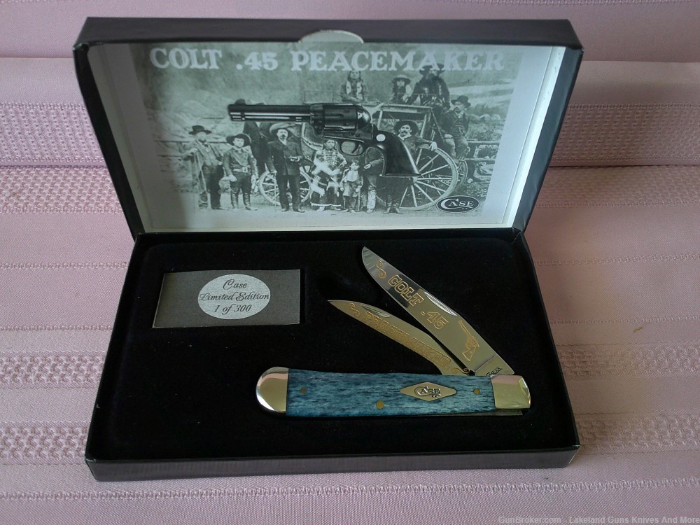 Rare Case XX Colt .45 Peacemaker Gold Etched Blue Trapper #3 of 300 Made!-img-7