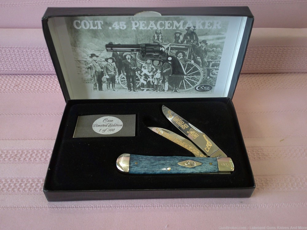 Rare Case XX Colt .45 Peacemaker Gold Etched Blue Trapper #3 of 300 Made!-img-1