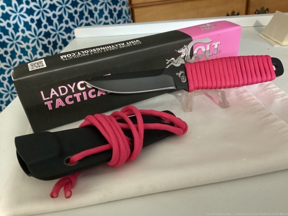 NIB CT3051 Lady Colt Tactical Knife Pink Paracord Handle With Hard Sheath-img-0
