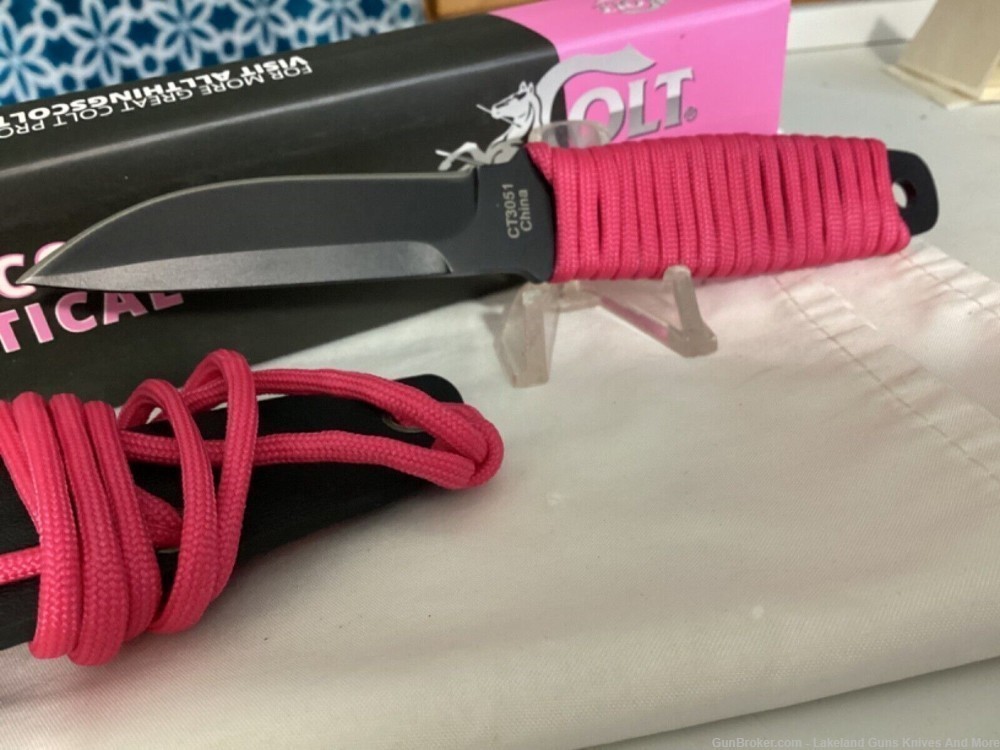 NIB CT3051 Lady Colt Tactical Knife Pink Paracord Handle With Hard Sheath-img-2