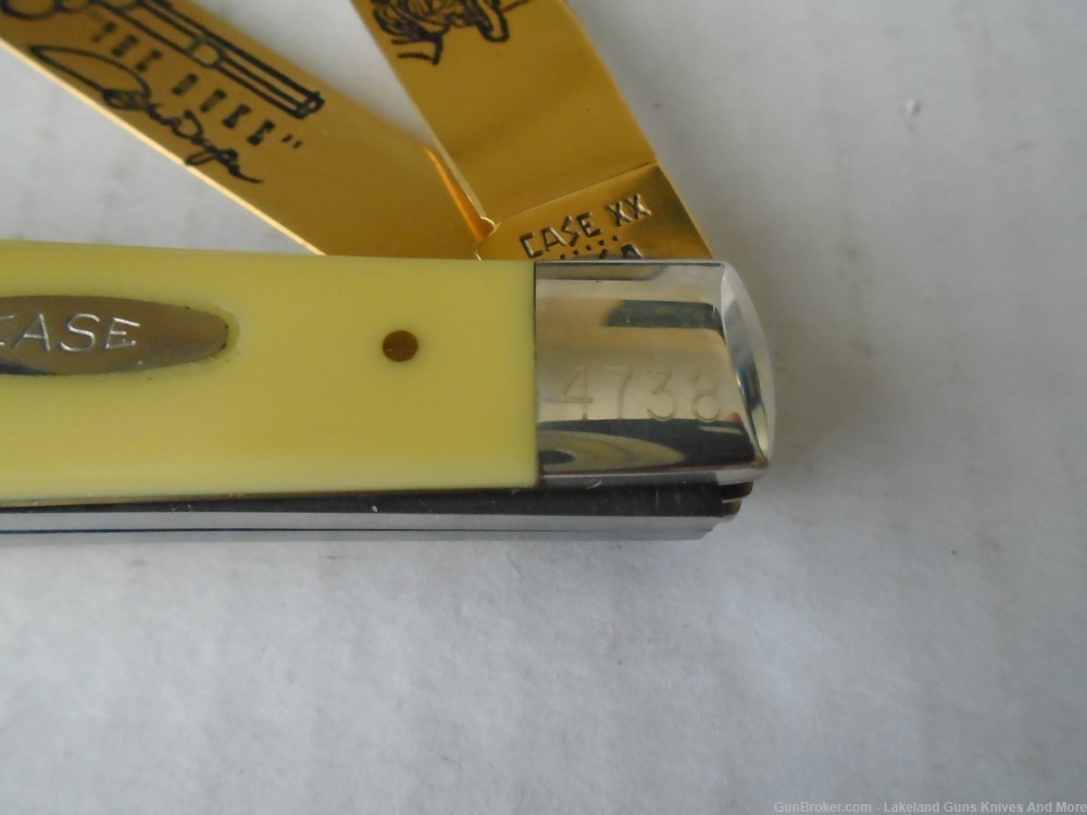 RARE CASE XX Limited Edition Gold Plated JOHN WAYNE Yellow Trapper Knife!-img-12