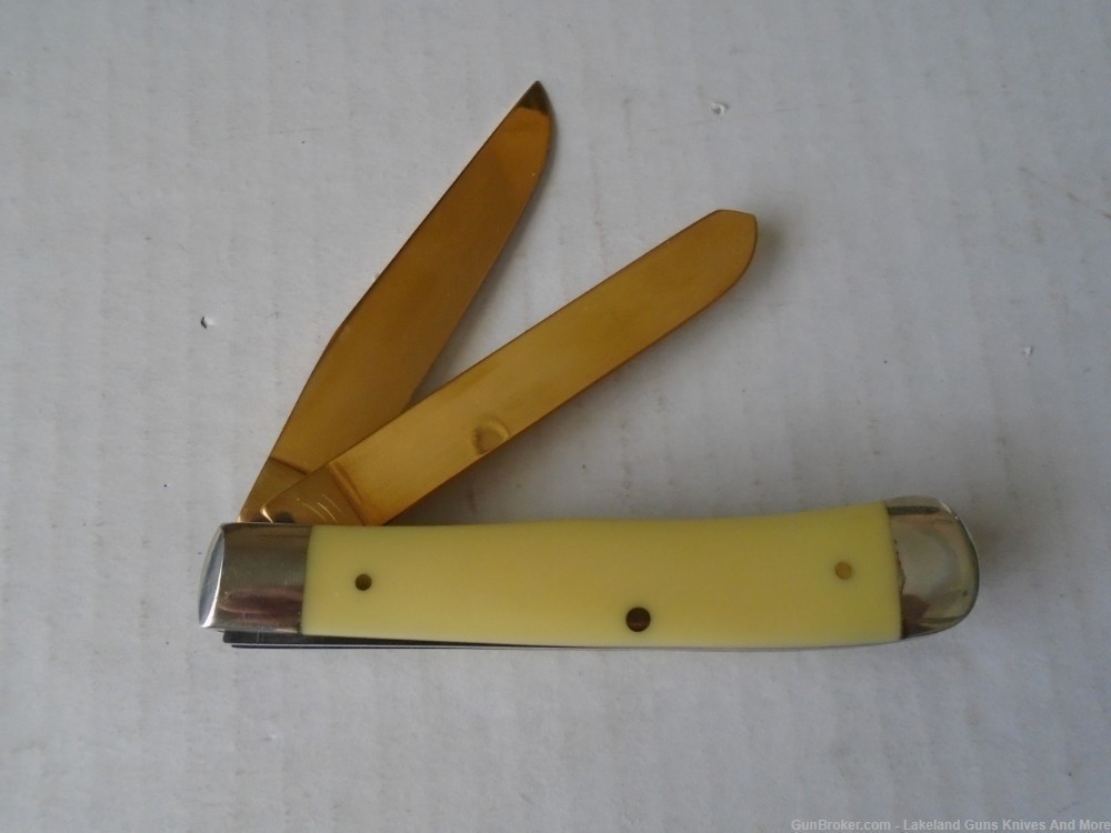 RARE CASE XX Limited Edition Gold Plated JOHN WAYNE Yellow Trapper Knife!-img-9