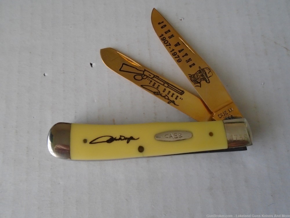 RARE CASE XX Limited Edition Gold Plated JOHN WAYNE Yellow Trapper Knife!-img-10