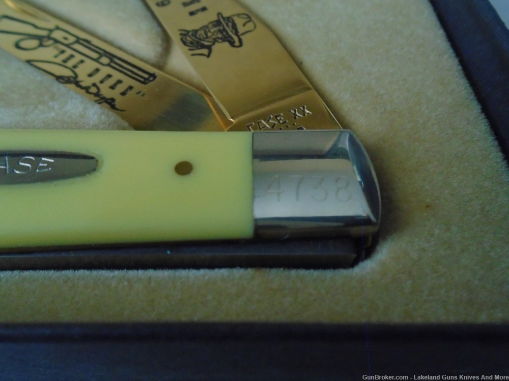RARE CASE XX Limited Edition Gold Plated JOHN WAYNE Yellow Trapper Knife!-img-3