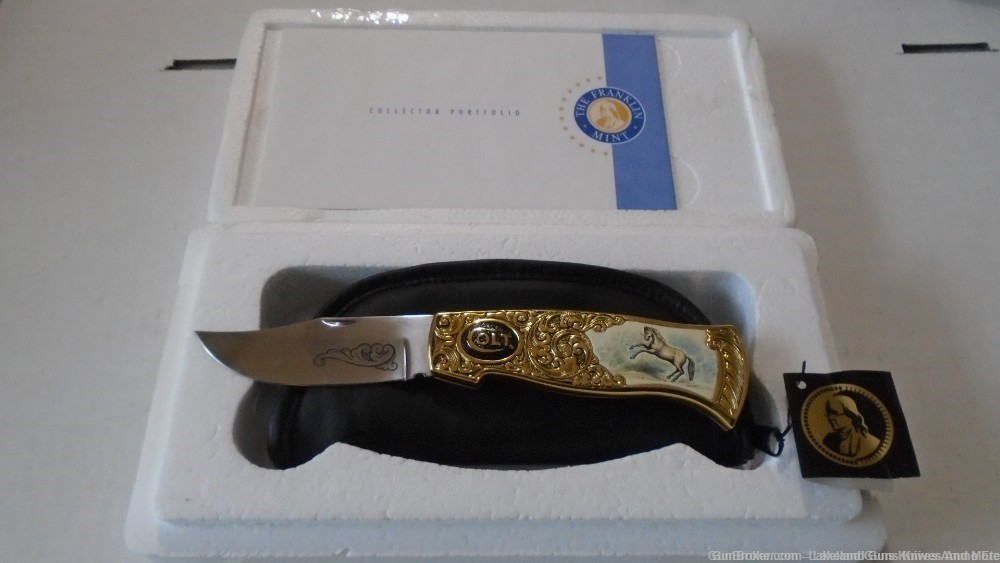 NIB VERY RARE *GOLD ENGRAVED* Colt Rampant Pony Folding Knife SOLD FOR $965-img-12