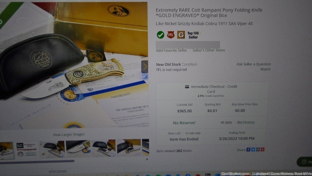 NIB VERY RARE *GOLD ENGRAVED* Colt Rampant Pony Folding Knife SOLD FOR $965-img-58