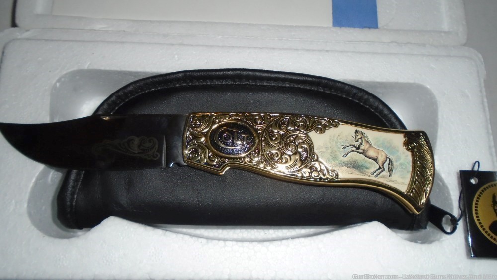 NIB VERY RARE *GOLD ENGRAVED* Colt Rampant Pony Folding Knife SOLD FOR $965-img-13