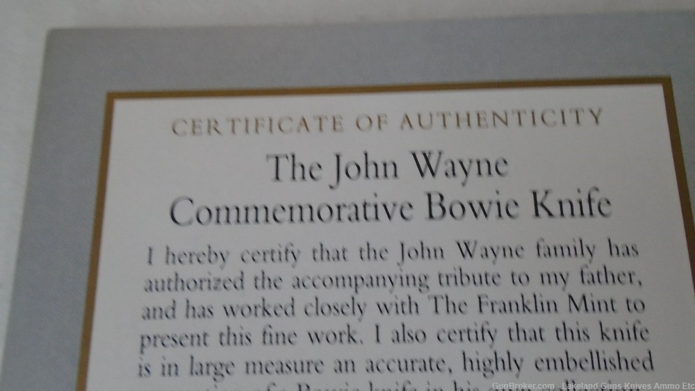 Super Rare John Wayne Commemorative Bowie Knife! Sold for $956+!-img-56