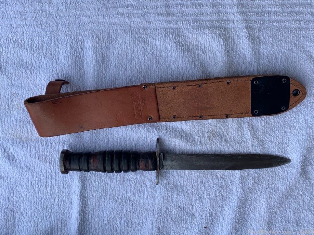 WWII US M3 K.I. KNIFE WITH CAMILLUS M6 LEATHER SHEATH-img-2