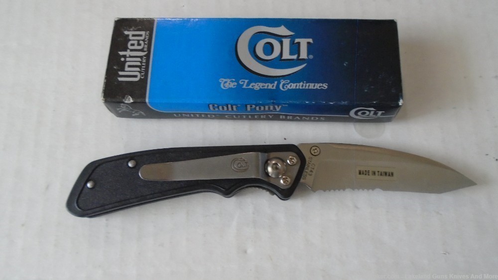 NIB Colt CT 43-S Pony Pocket Knife W/Stainless Unique Recurve Tanto Blade-img-7