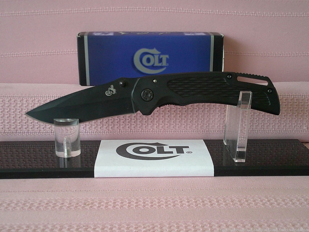 NIB COLLECTIBLE COLT CT332 BLACK LINERLOCK LARGE KNIFE DISCONTINUED-img-1