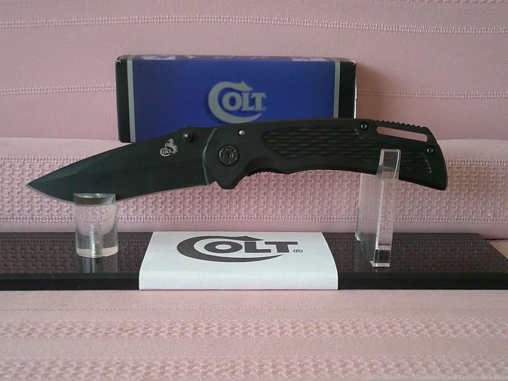 NIB COLLECTIBLE COLT CT332 BLACK LINERLOCK LARGE KNIFE DISCONTINUED-img-0