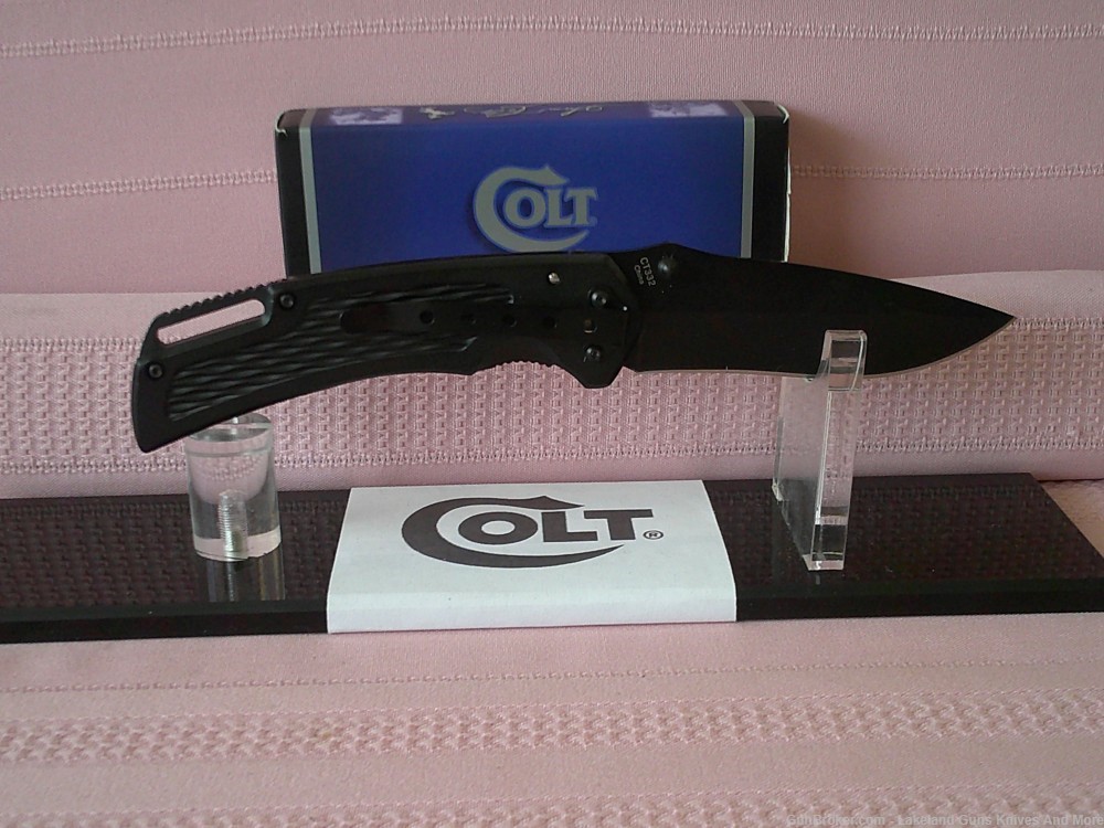 NIB COLLECTIBLE COLT CT332 BLACK LINERLOCK LARGE KNIFE DISCONTINUED-img-2