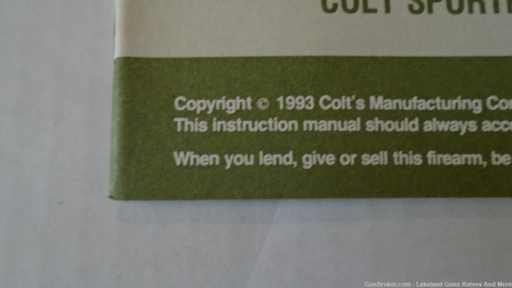Genuine Colt 1993 Manual for the Colt Sporter Rifles! $2 SHIPPING!-img-1