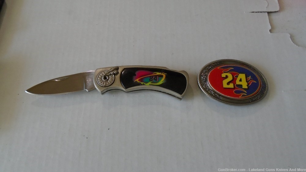 Vintage Nascar Jeff Gordon #24 Knife and Belt Buckle With Tin & Free Ship!-img-30