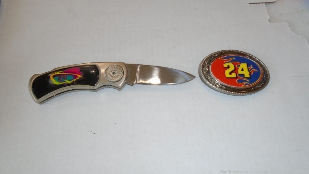 Vintage Nascar Jeff Gordon #24 Knife and Belt Buckle With Tin & Free Ship!-img-19