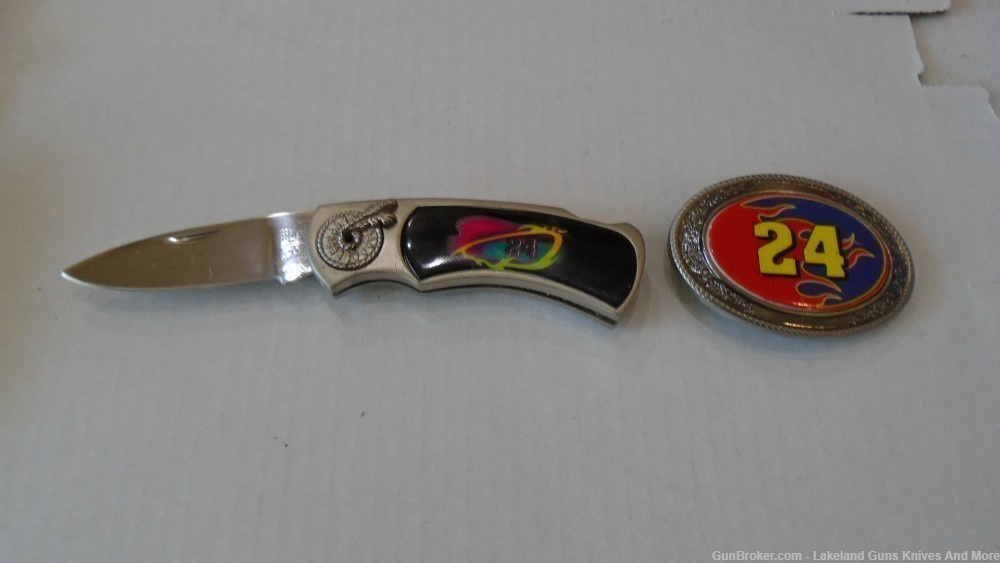 Vintage Nascar Jeff Gordon #24 Knife and Belt Buckle With Tin & Free Ship!-img-17