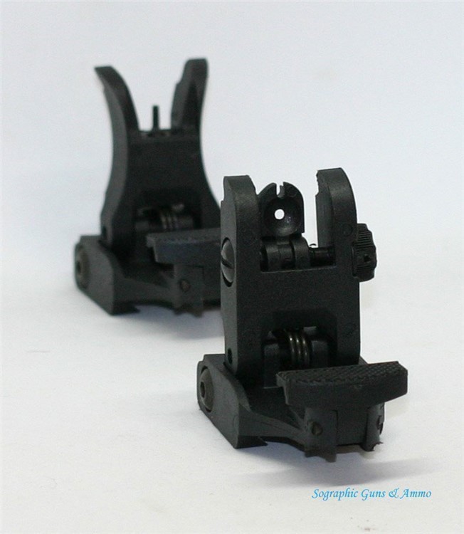 MudCat Flip-Up Front and Rear Sights Set/Full Adjustable / Low Profile/ BLK-img-0