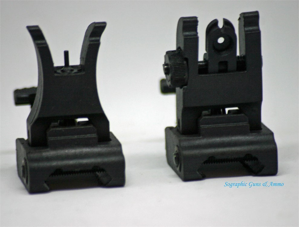 MudCat Flip-Up Front and Rear Sights Set/Full Adjustable / Low Profile/ BLK-img-1