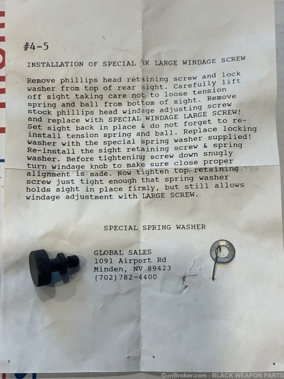Early hk style rear sight quick windage adjustment screw 91 / g3  /  mp5 -img-0