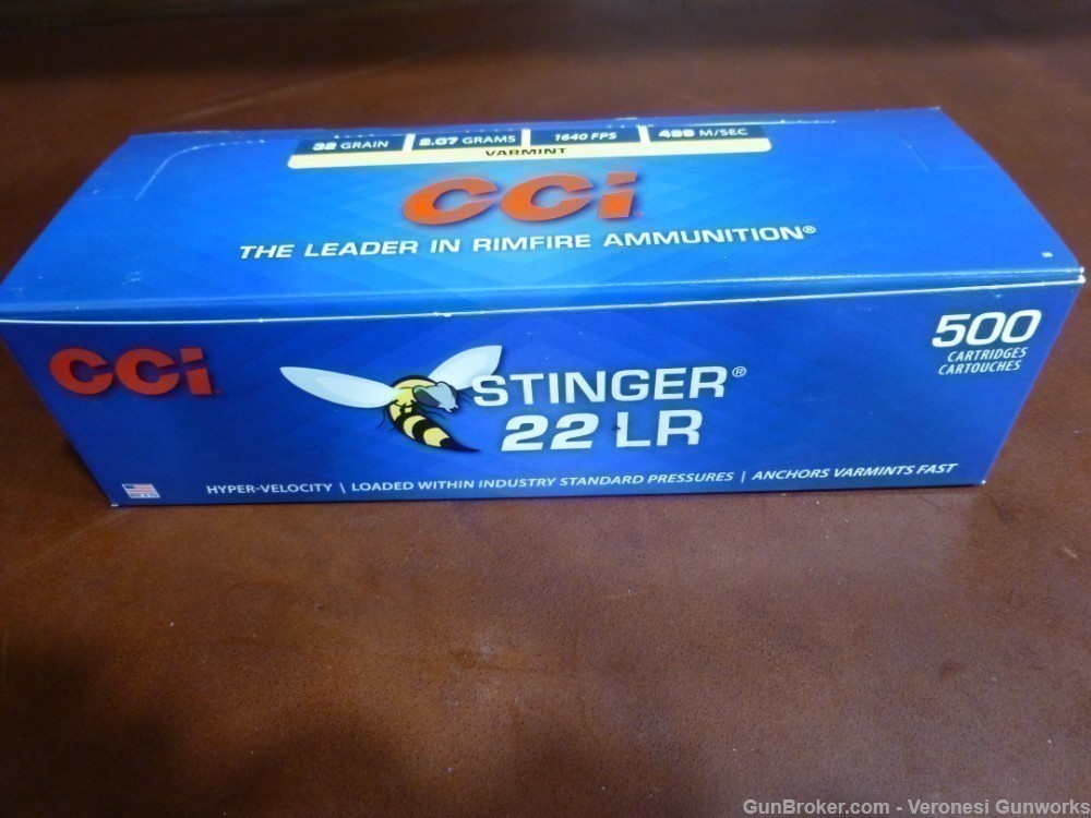 CCI STINGER 32gr 500rd Brick HYPER VELOCITY HP 10 50rd Boxes .22 LR BULK-img-0