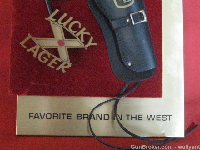 Lucky Lager Beer Sign Leather Holster Revolver Tavern Bar Pub Store 1950s-img-3