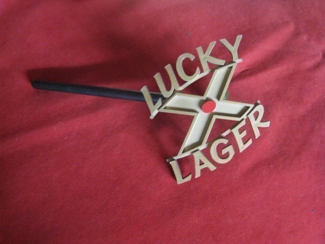 Lucky Lager Beer Sign Leather Holster Revolver Tavern Bar Pub Store 1950s-img-5