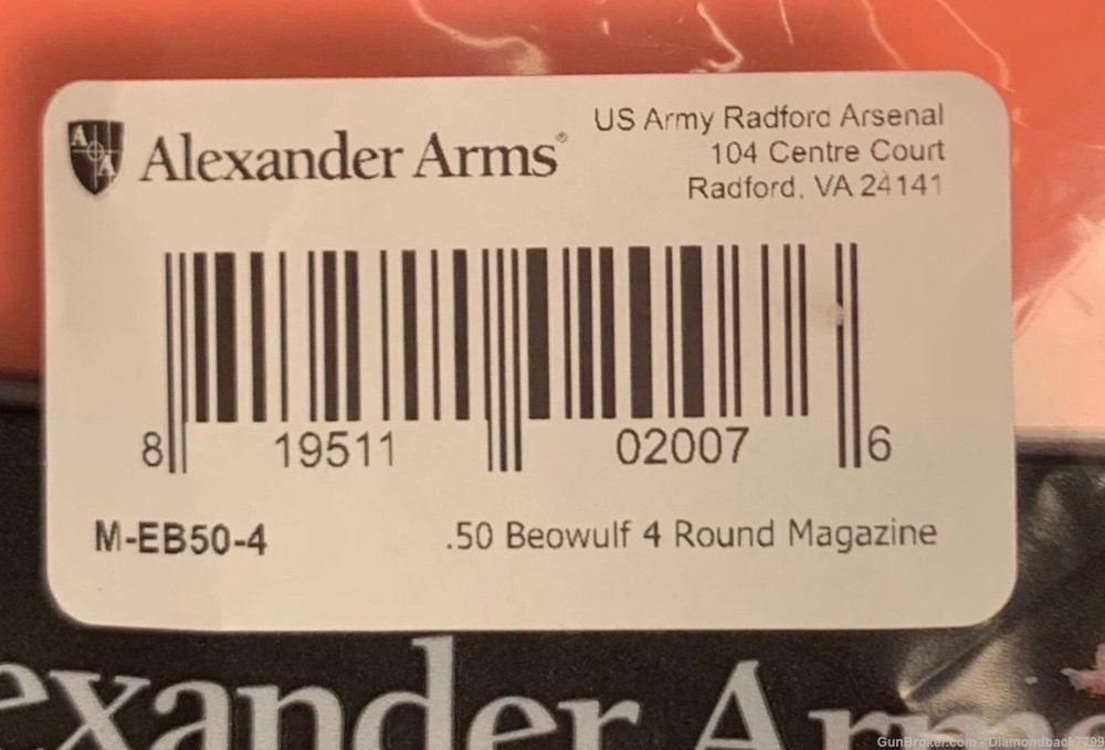 Alexander Arms AR-15 M-EB50-4 50 Beowulf 4 Round Magazine -img-3
