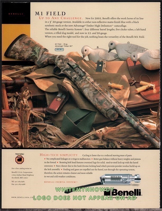 2002 BENELLI M1 Field Shotgun Print AD-img-0
