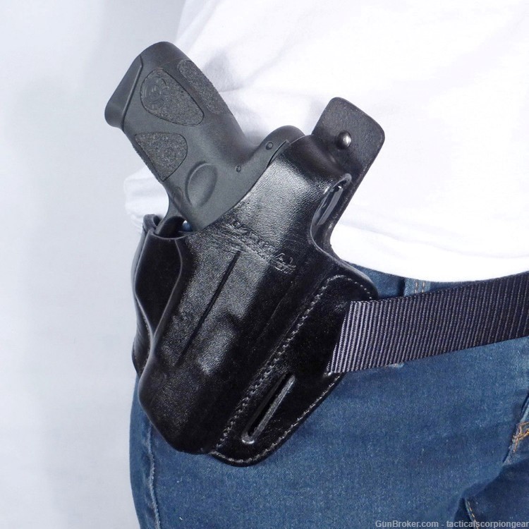 For Ruger LCP and LCP II Leather Holster- 3 slot Black-img-3