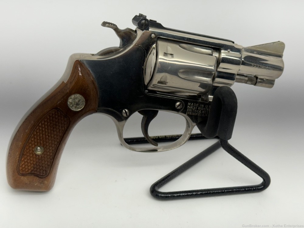 Smith & Wesson Model 34-1 Kit Gun 22 LR 2" Barrel Nickel '69-'71 Excellent-img-5
