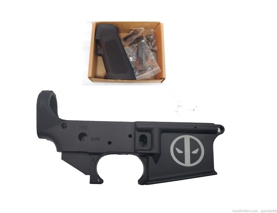 AR15 7075 Aluminum Stripped Lower Laser Etched Deadpool With LPK-img-0