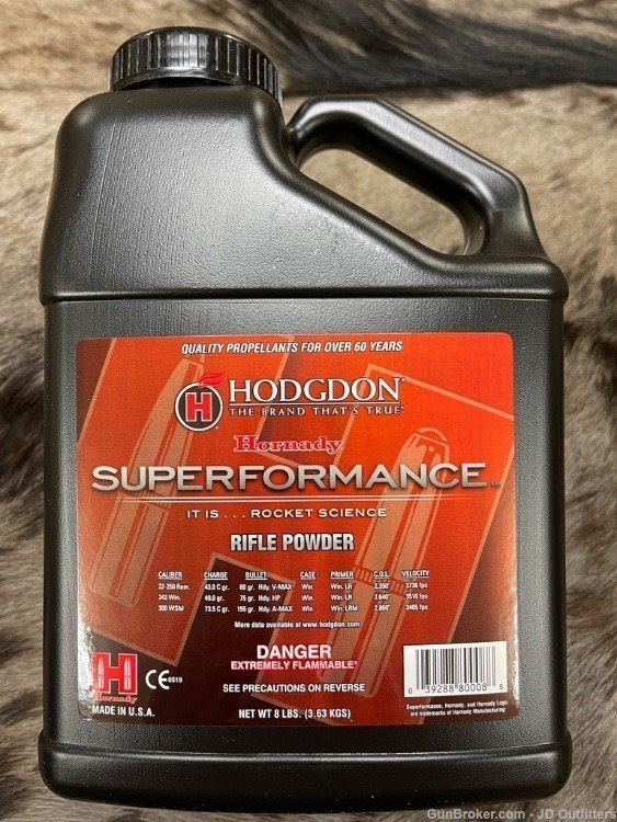 NEW 8 LB OF HODGDON SUPERFORMANCE POWDER IN JUG-img-0