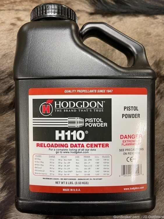 NEW 8 LB OF HODGDON H110 POWDER IN JUG-img-0