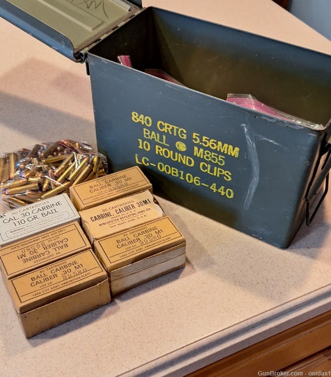 1000 rounds 30 carbine ammunition. lake city + with metal can-img-3