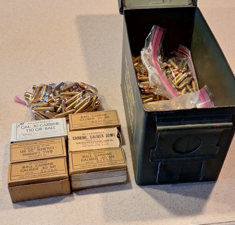 1000 rounds 30 carbine ammunition. lake city + with metal can-img-0