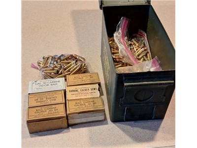 1000 rounds 30 carbine ammunition. lake city + with metal can
