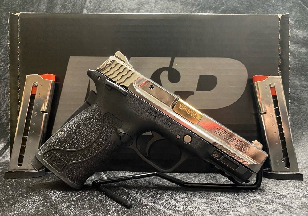NEW CUSTOM 24KT GOLD AND NICKEL SMITH & WESSON M&P 380 SHIELD EZ-img-0