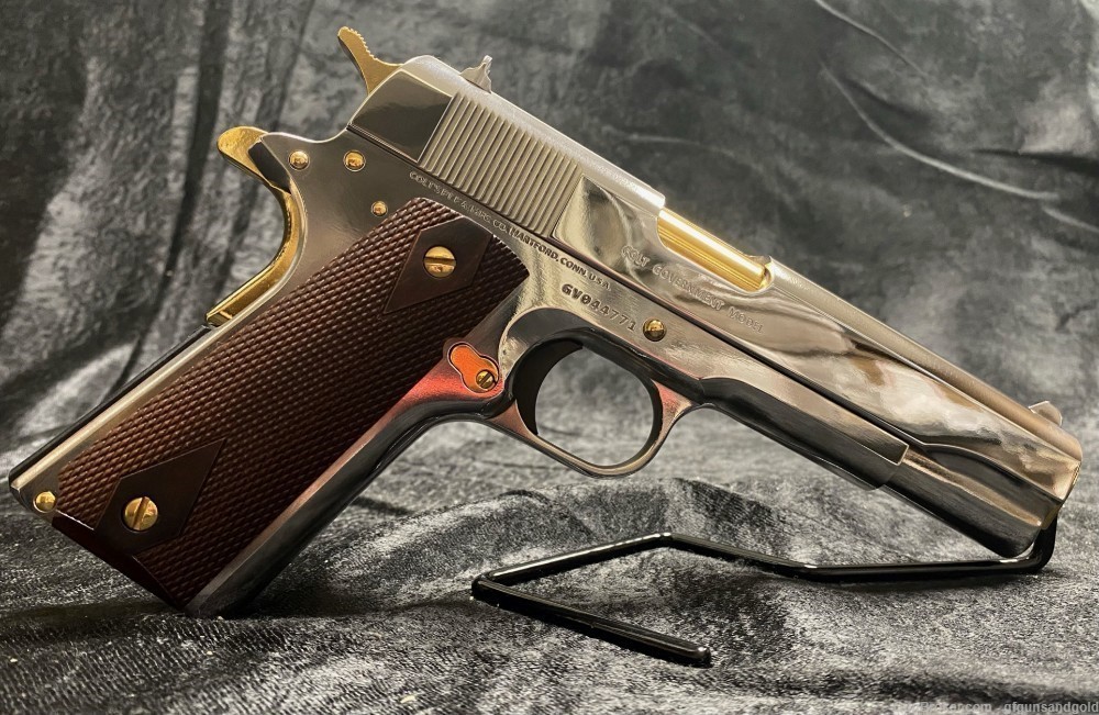 NEW CUSTOM 24KT GOLD AND NICKEL PLATED COLT 1911 GOVERNMENT MOD 45ACP-img-3