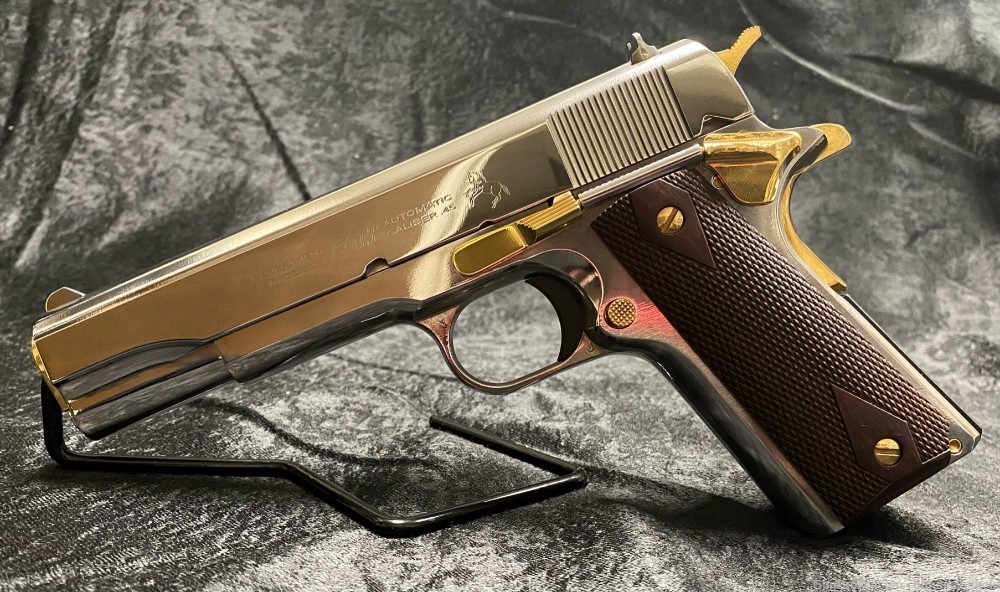NEW CUSTOM 24KT GOLD AND NICKEL PLATED COLT 1911 GOVERNMENT MOD 45ACP-img-4