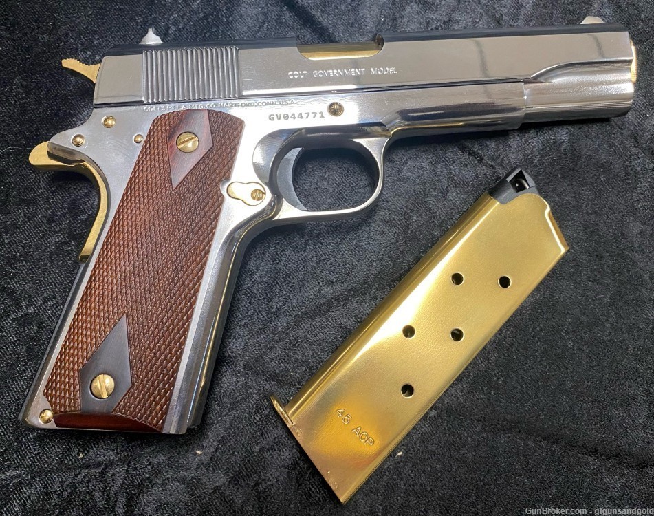 NEW CUSTOM 24KT GOLD AND NICKEL PLATED COLT 1911 GOVERNMENT MOD 45ACP-img-1
