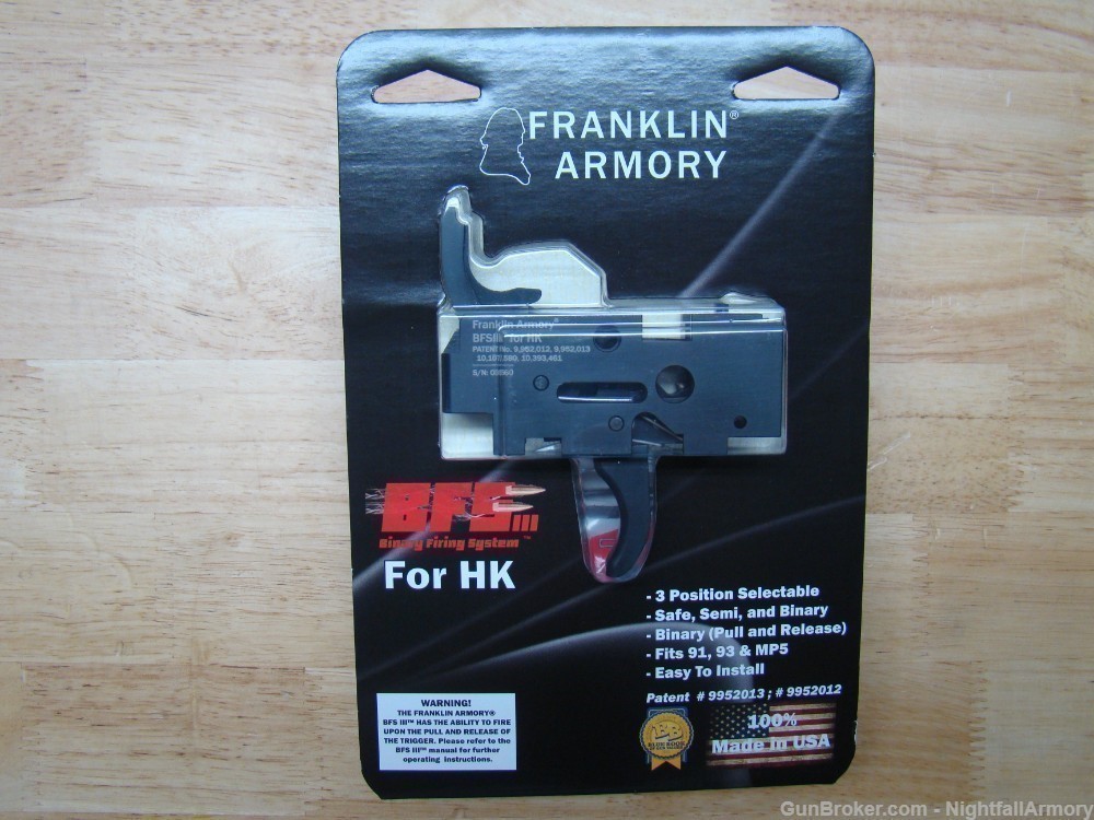 Franklin HK Binary BFSIII trigger pack H&K 5603A PTR HK91 93 94 MP5 SP5K SP-img-1