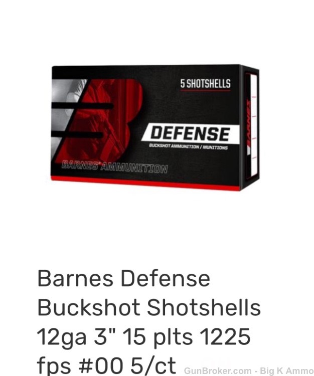 Barnes 12 Gauge Buckshot Shotshells 12ga 3" 15 plts 1225 FPS-img-0
