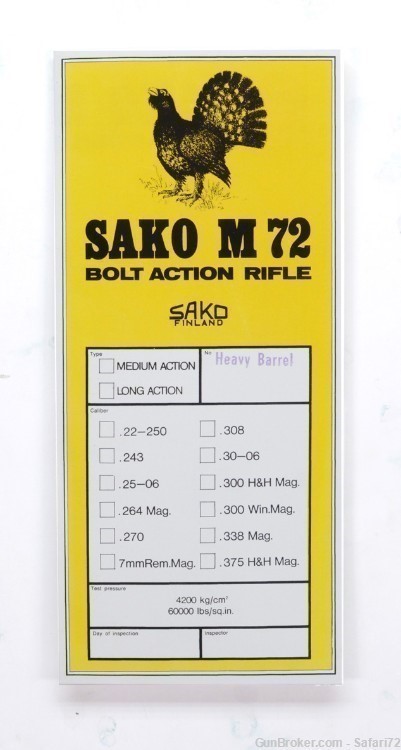 Sako M 72 Bolt Action Rifle Info Manual. New-img-0