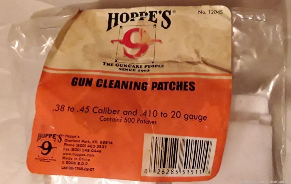 Hoppe's Gun Cleaning Patches 2 1/4" Square for 38 to 45 Cal. & 410 to 20 Ga-img-1