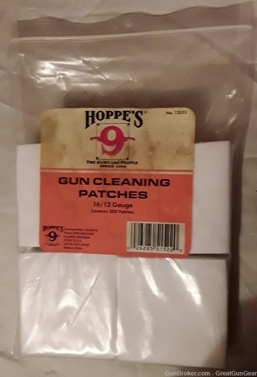 Hoppes Gun Cleaning Patches 2 3/4" Square for Shotgun 16/12 Gauge - 300 PCS-img-0