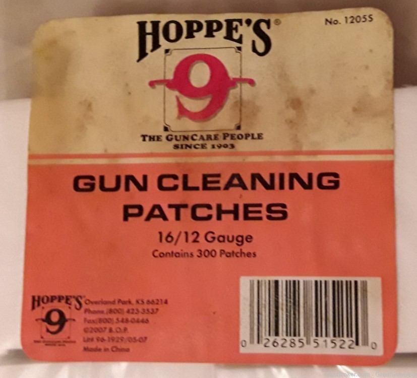 Hoppes Gun Cleaning Patches 2 3/4" Square for Shotgun 16/12 Gauge - 300 PCS-img-1