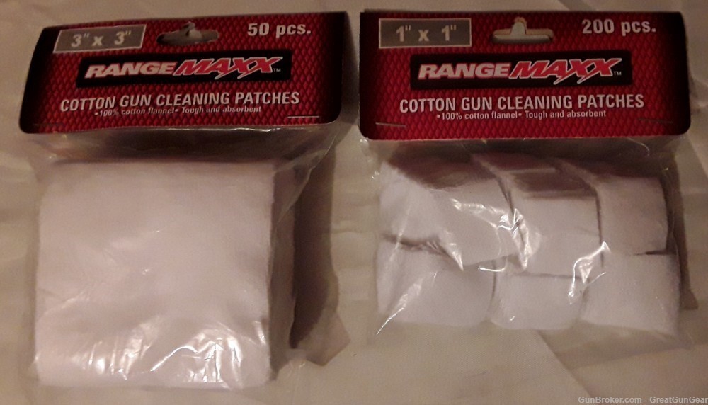 Range Maxx Cotton Gun Cleaning Patches 3" Square 50 PCS & 1" Square 200 PCS-img-0