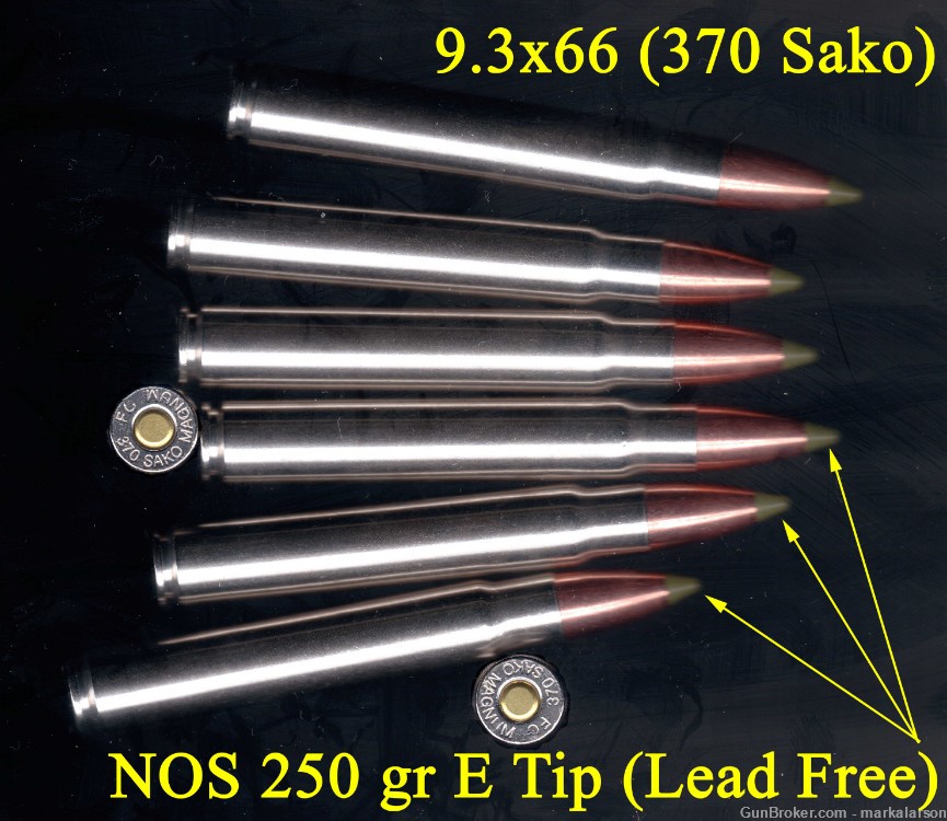 9.3X66 Sako / 370 Sako / Nosler 250 gr E-Tip / Fresh & New / Best Price-img-1