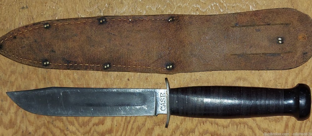 USGI WWII fighting knife by CASE w/ scabbard - original-img-0